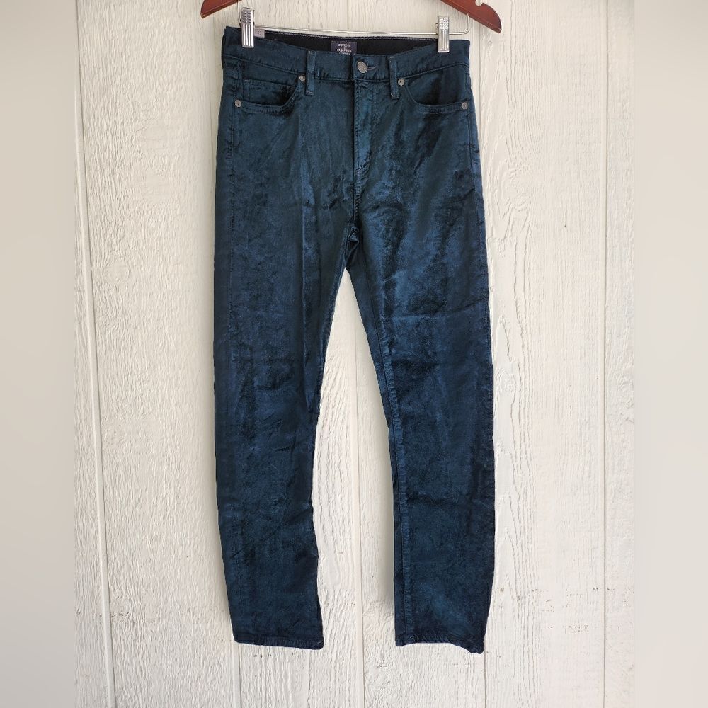 Citizens Of Humanity green velvet harlow ankle midrise slim pants